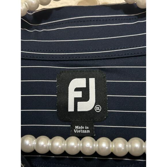 FootJoy Mens Size XXL Golf Dri-Fit Polo Gray Striped Short Sleeve Shirt Outdoors - Picture 3 of 9